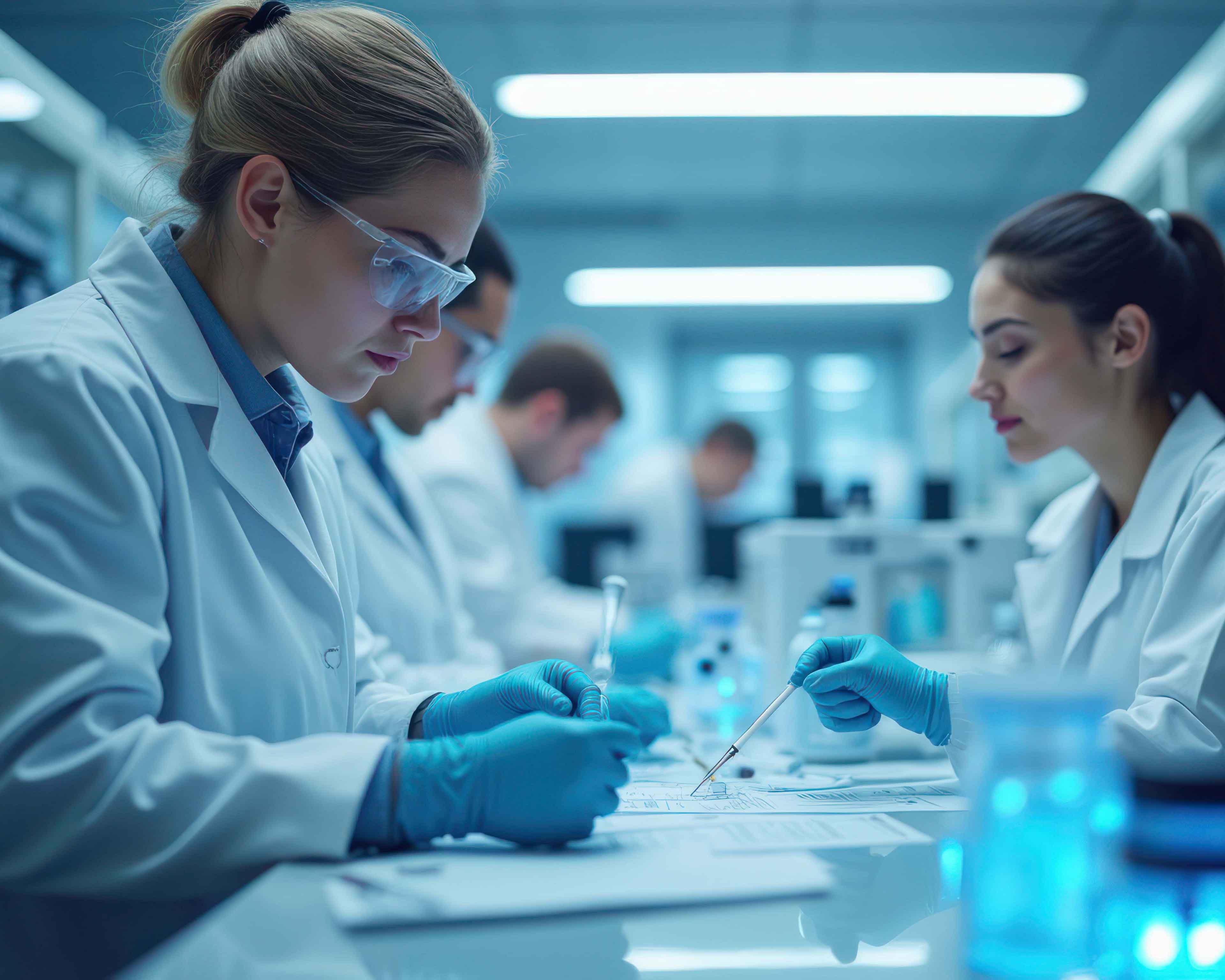 lab techs working together