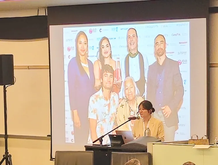 Award-winning journalist and author Karen Hao speaks during a keynote discussion on artificial intelligence March 4 at Santiago Canyon College (Photos courtesy of RSCCD)